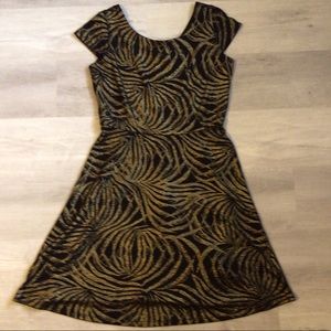 Black & Gold Flare Bottom Social Dress